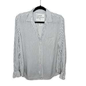 FRANK & EILEEN / Eileen white gray striped long sleeve button down shirt / M